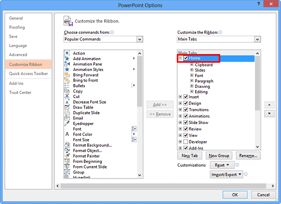 Thay đổi tiêu đề tab Ribbon từ chữ in hoa sang chữ thường